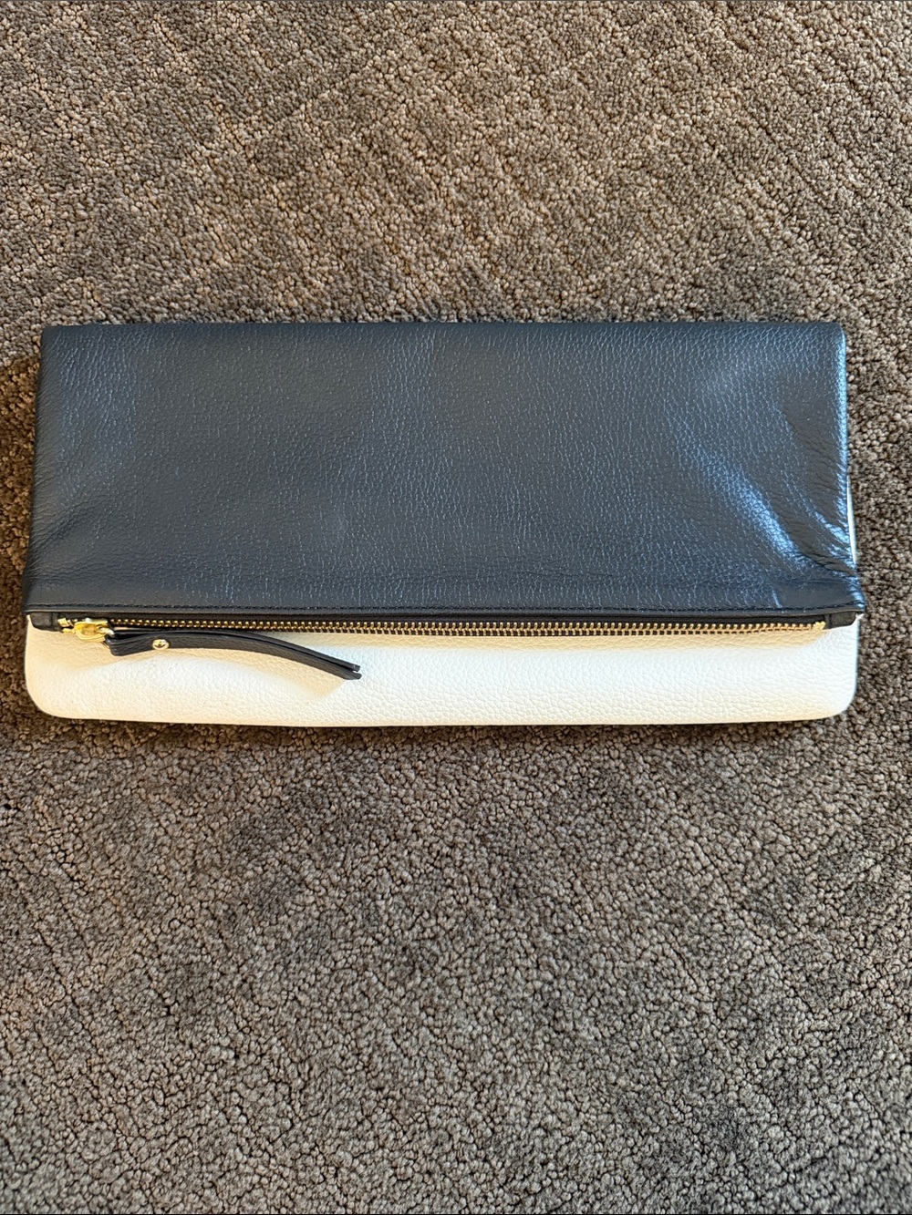 Banana Republic Flavia Fold-Over Black and Cream Leather Clutch